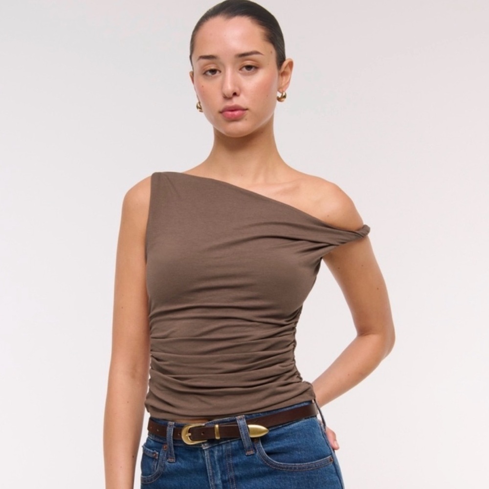 Abercrombie & Fitch Brown One-Shoulder Top